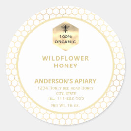 Etiket van honingbijen met een modern goudhoningbi