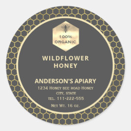 Etiket van honingbijen met een modern goudhoningbi