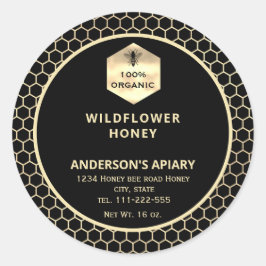 Etiket van honingbijen met een modern goudhoningbi
