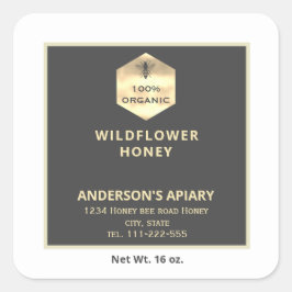 Etiket van honingbijen met een modern goudhoningbi