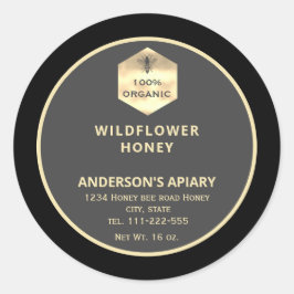 Etiket van honingbijen met een modern goudhoningbi