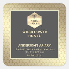 Etiket van honingbijen met een modern goudhoningbi