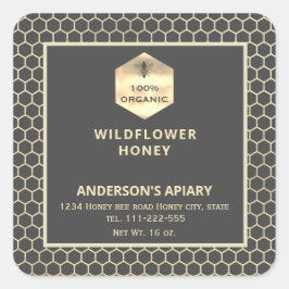 Etiket van honingbijen met een modern goudhoningbi