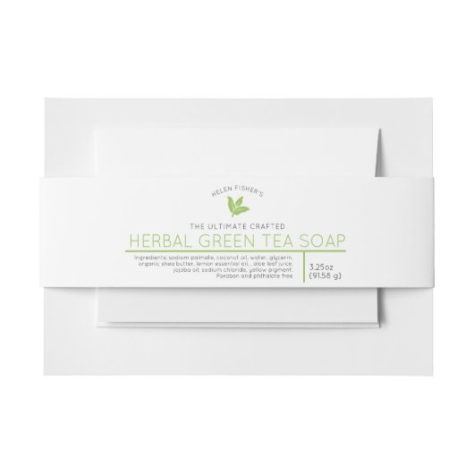 Etiket van kruidengroene theeszeep uitnodigingen wikkel (Voorkant Voorbeeld)