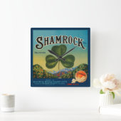  etiket van Oranje fruit Vierkante Klok (Huis)