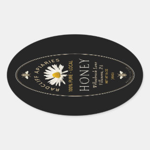 Etiket van ovale honing met heraldische bijen en m