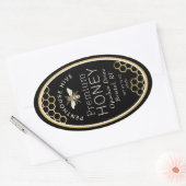 Etiket van ovale honing met honingraat en heraldis (Envelop)