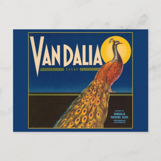  etiket van pacock-fruitkratten briefkaart (Voorkant)