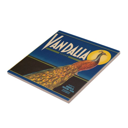 etiket van pacock-fruitkratten tegeltje (Zijkant)