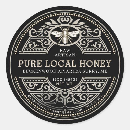 etiket van pure lokale honing (Voorkant)