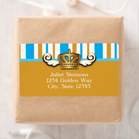 Etiket van Royal Gold Crown Blue Elegant Party Sti (Insitu)