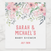 Etiket van roze Floral, geboortencadeau (Enkel label)