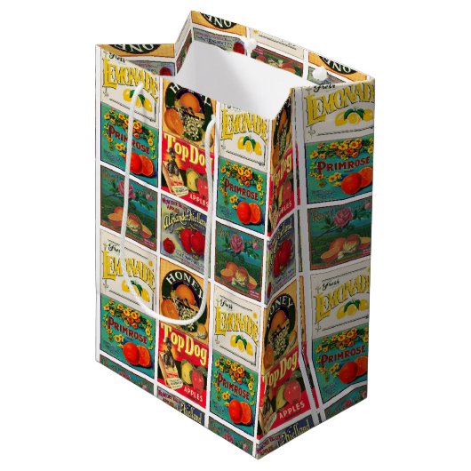  etiket van vruchten medium cadeauzakje (Voorkant Gekanteld)