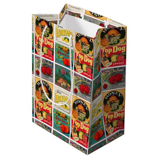  etiket van vruchten medium cadeauzakje (Achterkant Gekanteld)