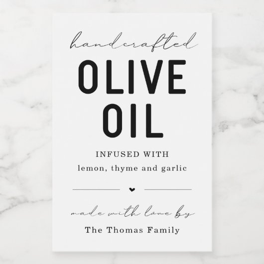 Etiket van zelfgemaakte olijfolie (Enkel label)