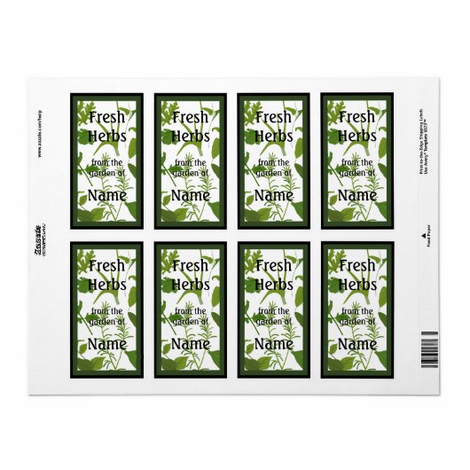 Etiket verse kruiden (Full Sheet)
