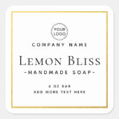 Etiket vierkant faux goud dunne rand wit product (Voorkant)