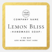 Etiket vierkant faux gouden rand wit product etike (Voorkant)