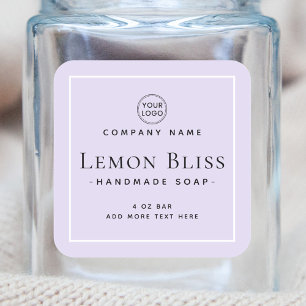 Etiket vierkant licht paars wit grensproduct