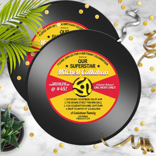  etiket Vinyl 45 Record Birthday Party Kaart