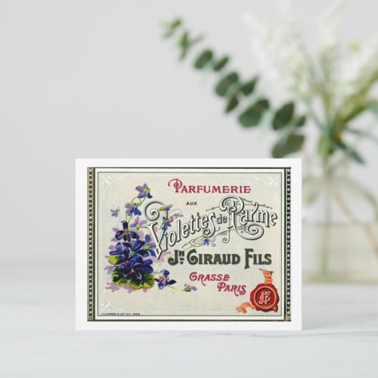 Etiket vioolperfume briefkaart (Staand voorkant)