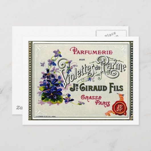 Etiket vioolperfume briefkaart (Voorkant / Achterkant)