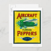 Etiket vliegtuig Pepper Briefkaart (Voorkant / Achterkant)
