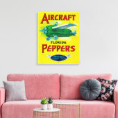Etiket vliegtuig Pepper Canvas Afdruk (Insitu (Woonkamer))