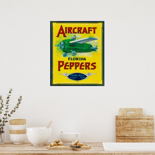 Etiket vliegtuig Pepper Poster (Keuken)