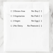 Etiket voedingsdieet (Tas)