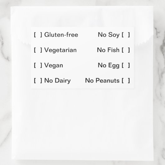 Etiket voedingsdieet (Tas)