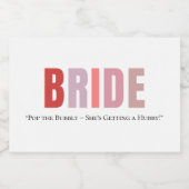 Etiket voor aangepaste bruidswijn | Roze monogram (Enkel label)