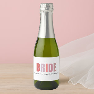 Etiket voor aangepaste bruidswijn   Roze monogram
