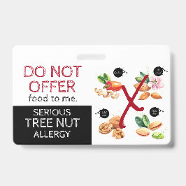 Etiket voor allergie voor boomnoten in voedingsmid badge