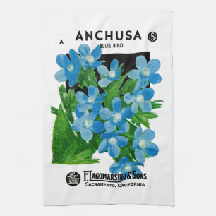 Etiket voor anchusa-zaadverpakking. theedoek