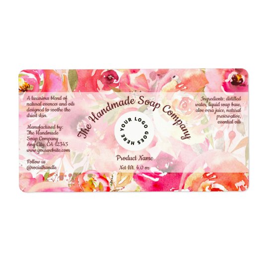 Etiket voor bad- en lichaamsproduct - Rozen met lo (Voorkant)