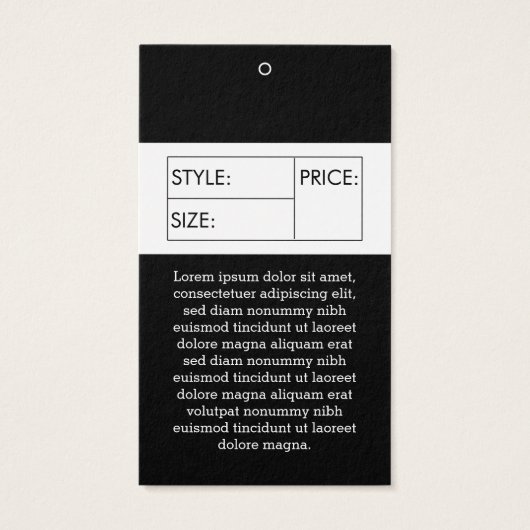 Etiket voor bedrijfsgrootte Kleding Prijs Hang Lab Visitekaartje (Achterkant)