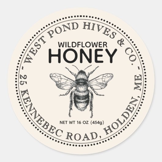 Etiket voor  bijenhoning (Voorkant)