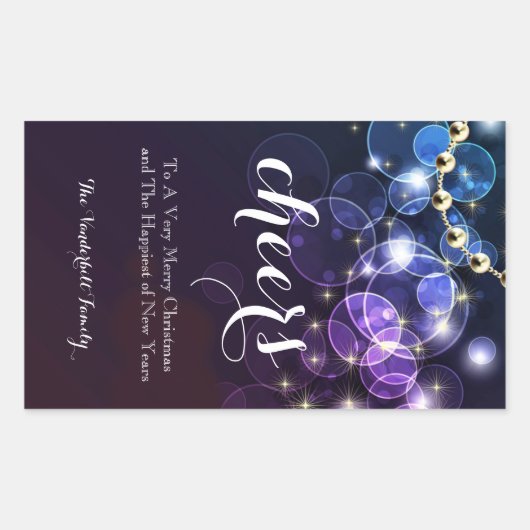 Etiket voor blauwe en Paarse kerstwijn (Voorkant)