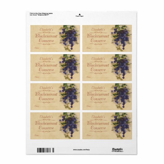 Etiket voor blikken met zwarte bessen (Full Sheet)