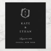 Etiket voor botanische rest Monogram bruiloft Wijn (Enkel label)