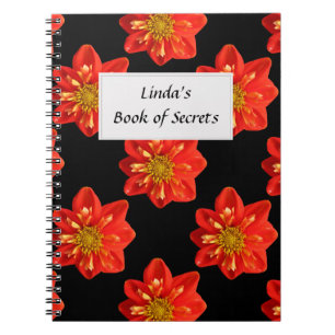 Etiket voor botanische tuinen Oranje Dahlia Flower Notitieboek