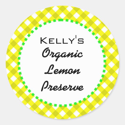 Etiket voor citroenconserven van gingham (Voorkant)
