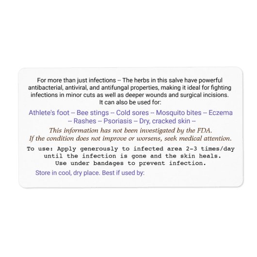 Etiket voor de achterkant van de zoute pot. (Voorkant)