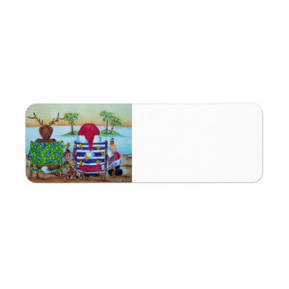 Etiket voor de kerstman en de rendieren