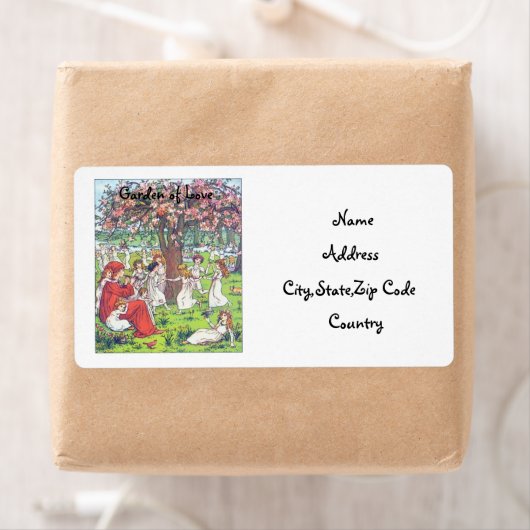 Etiket voor de tuin van het liefdesadres (Insitu)