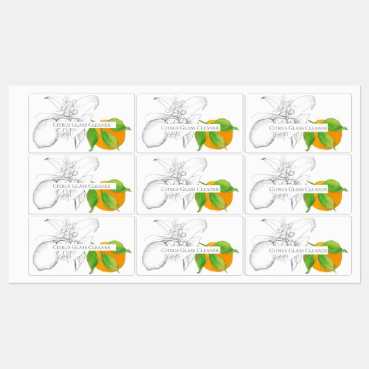 Etiket voor etherische olie Lemon Oranje Citrus Labels (Vel)