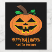 Etiket voor flesje met halloween Pumpkin (Enkel label)