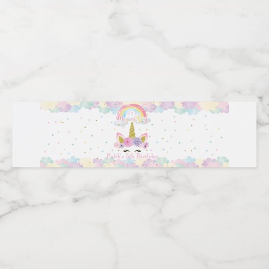 Etiket voor flesje met Unicorn Pastel (Enkel label)