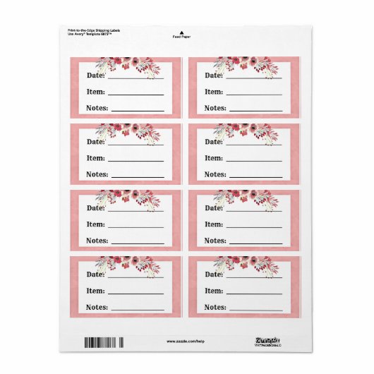 Etiket voor flessenconserven en voedselopslag in r (Full Sheet)